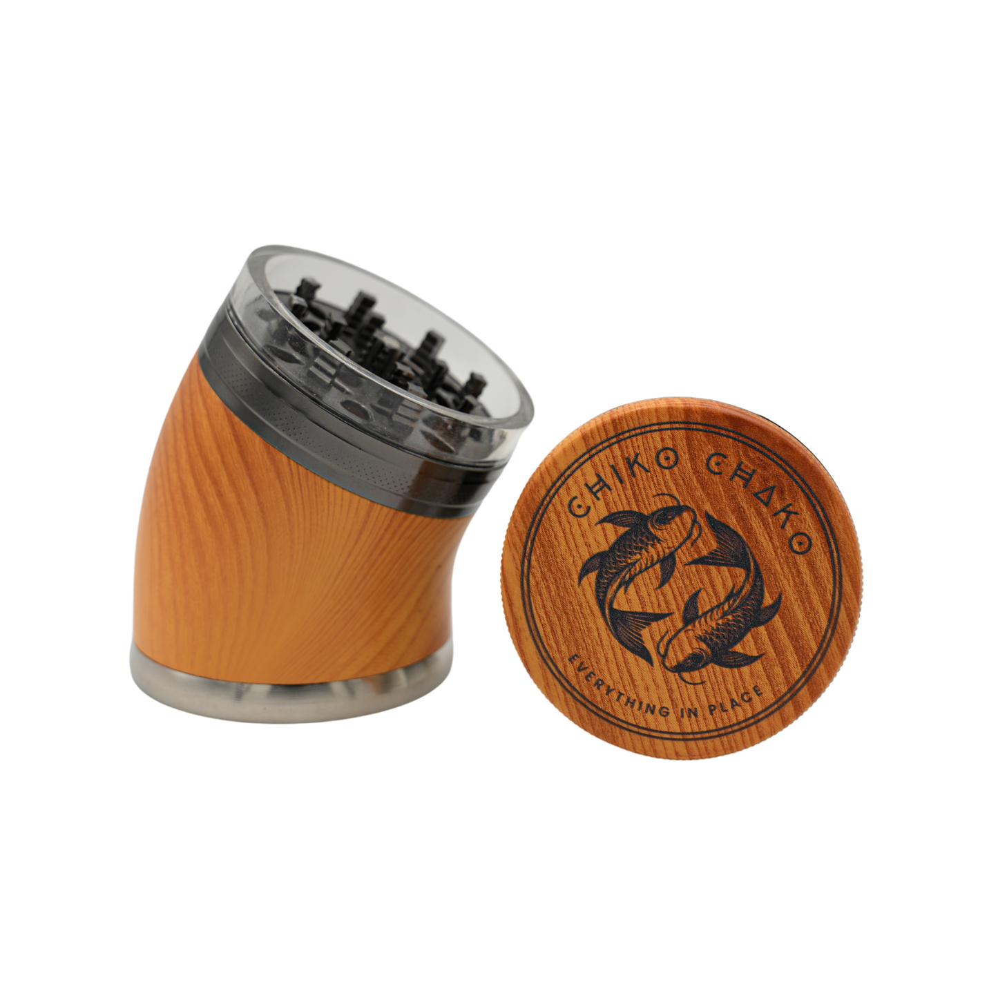 Chiko Chako® Comfort Crush Grinder | 4-teilig | Holzoptik | (Birke)